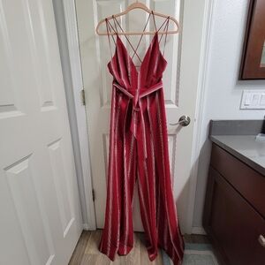 Luxxel Red Striped Jumpsuit